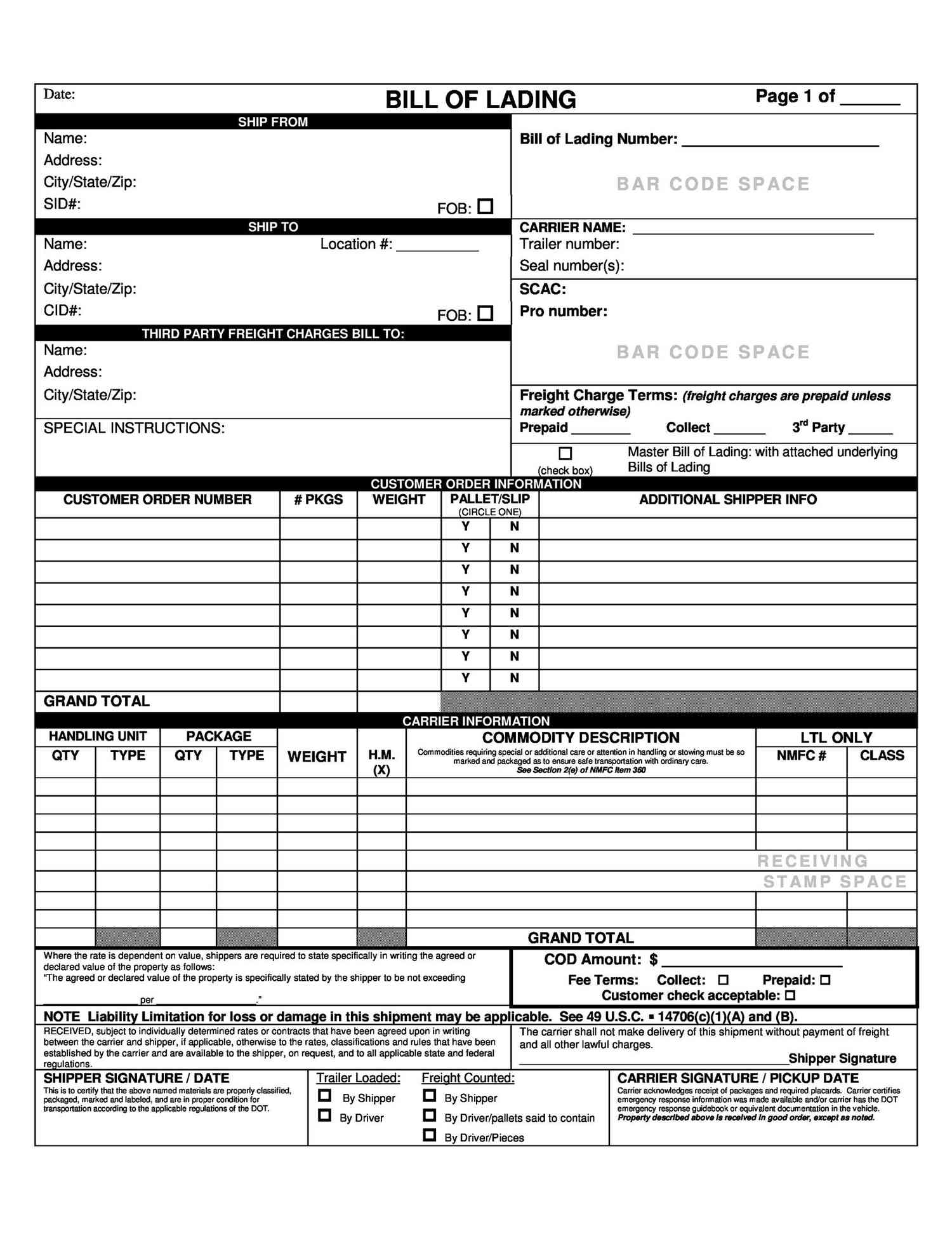 bill of lading