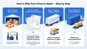 how to ship from china to spain step by step